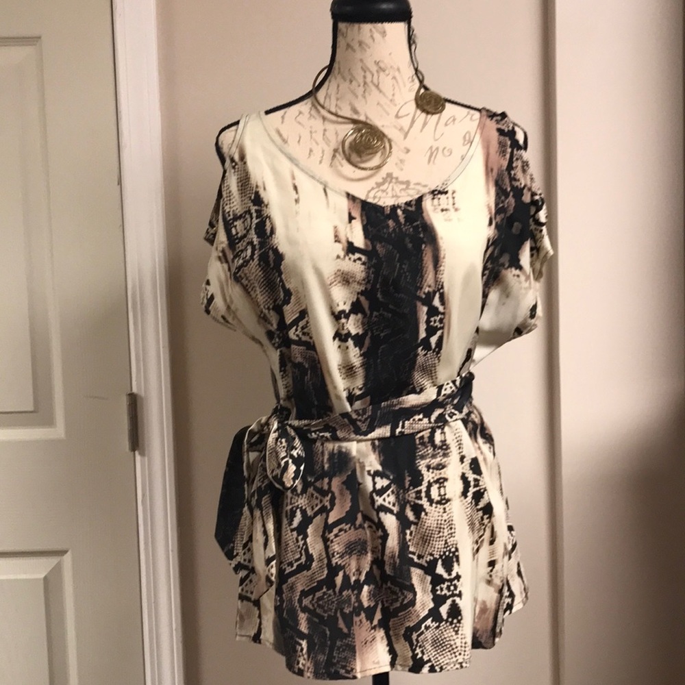Snake Print Blouse with Cut out shoulder